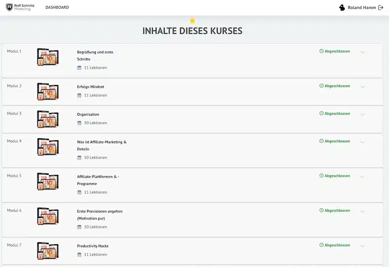 Inhaltsverzeichnis Vip Affiliate Club 4.0